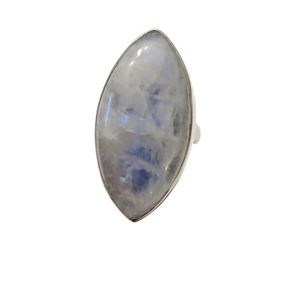 Large White Moonstone Marquis Cut Sterling Silver Ring 6.25 - Picture 1 of 6